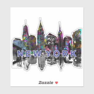 New York skyline in graffiti