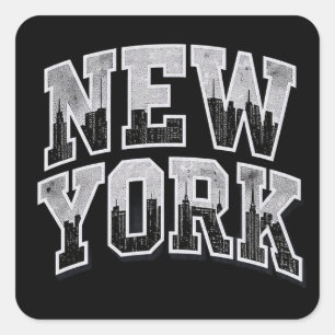 New York skyline integrated silhouette black Square Sticker