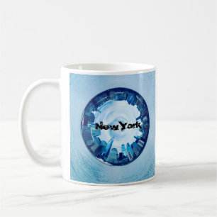 new york skyline of skyscrapers in round cup mug