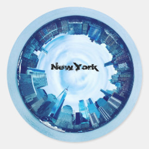 new york skyline of skyscrapers in round tote bag classic round sticker