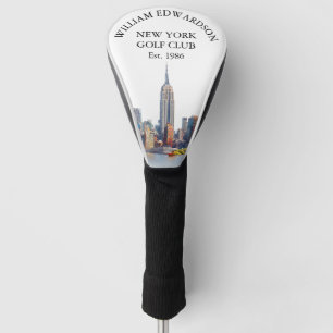 New York Skyline Personalised Golf Club Name Head Cover