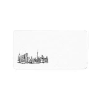 New York skyline personalised label