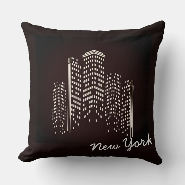 New York Skyline Polyester Pillow (Front)
