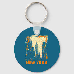 New York Skyline Punk Grunge Key Ring