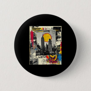 New york skyline punk grunge vintage retro graffit 6 cm round badge