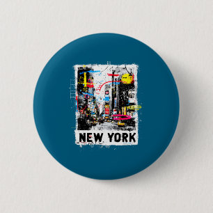 New york skyline punk grunge vintage retro graffit 6 cm round badge