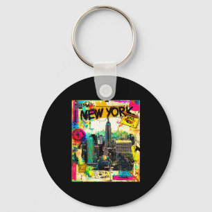 New york skyline punk grunge vintage retro graffit key ring