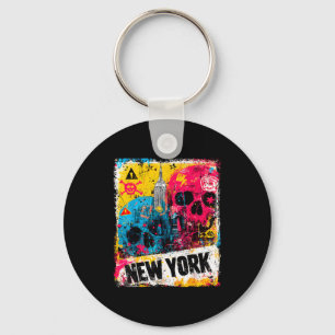 New york skyline punk grunge vintage retro graffit key ring
