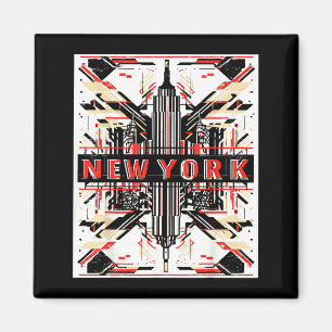 New York Skyline Punk Grunge Vintage Retro Magnet