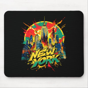 New York Skyline Punk Grunge Vintage Retro Mouse Pad