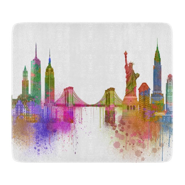 New York Skyline - Rainbow Cutting Board (Front)