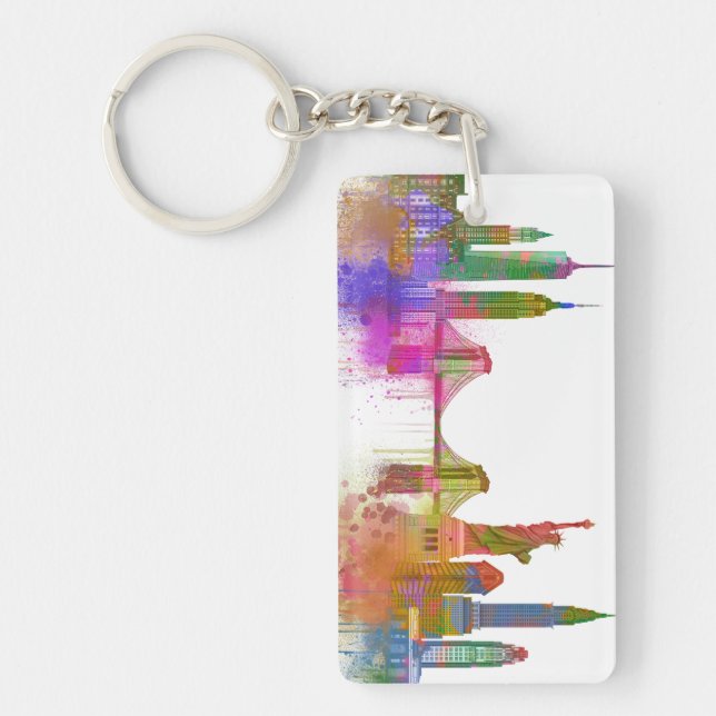 New York Skyline - Rainbow Key Ring (Front)