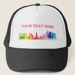 New York skyline Rainbow NYC Colourful USA Trucker Hat