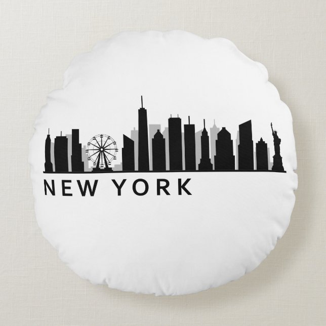 New York Skyline Round Cushion (Front)