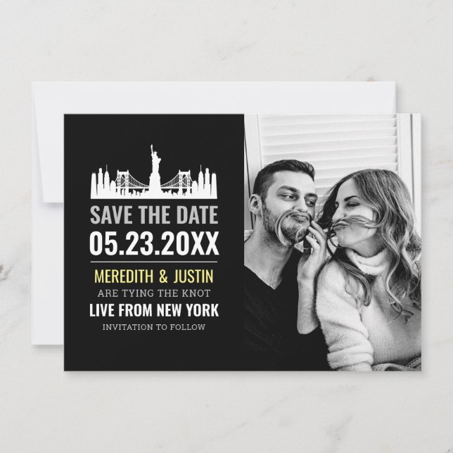New York Skyline Save the Date Invitation (Front)
