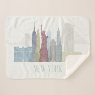 New York Skyline Sherpa Blanket