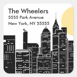 New York Skyline Silhouette Address Label