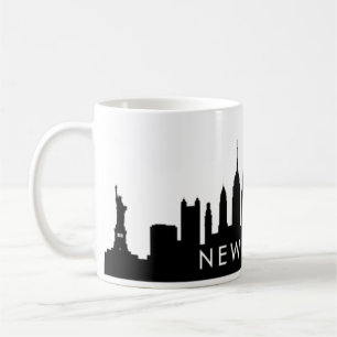 New York Skyline Silhouette Black Elegant Script C Coffee Mug