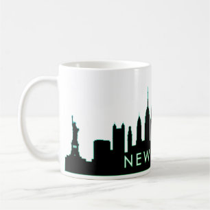 New York Skyline Silhouette Black Elegant Script Coffee Mug