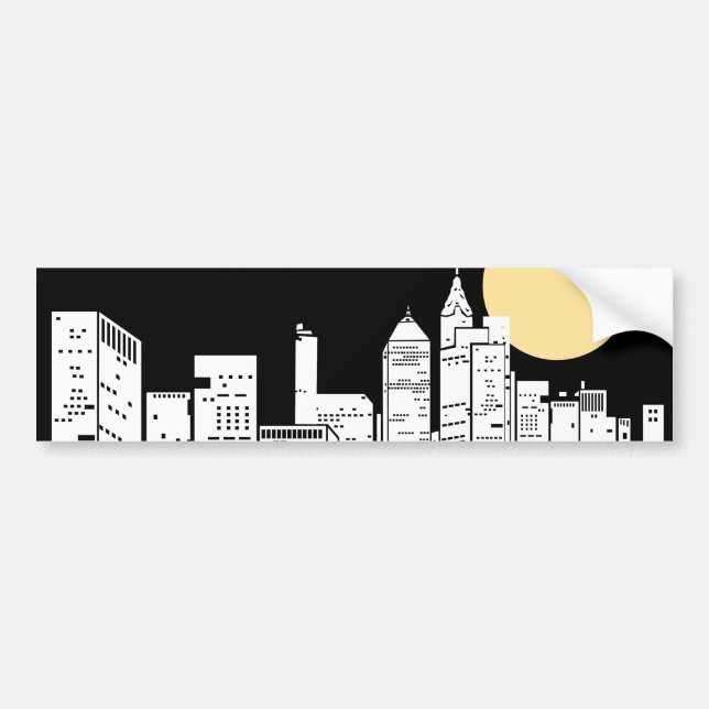 New York Skyline Silhouette Bumper Sticker (Front)
