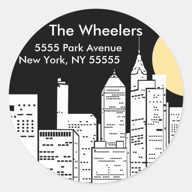 New York Skyline Silhouette Classic Round Sticker (Front)