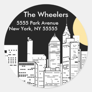 New York Skyline Silhouette Classic Round Sticker