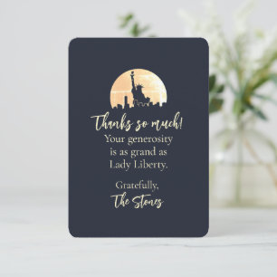 New York Skyline Statue of Liberty Silhouette Thank You Card