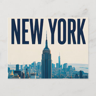 New York Skyline Statue of Liberty Travel Design Postcard
