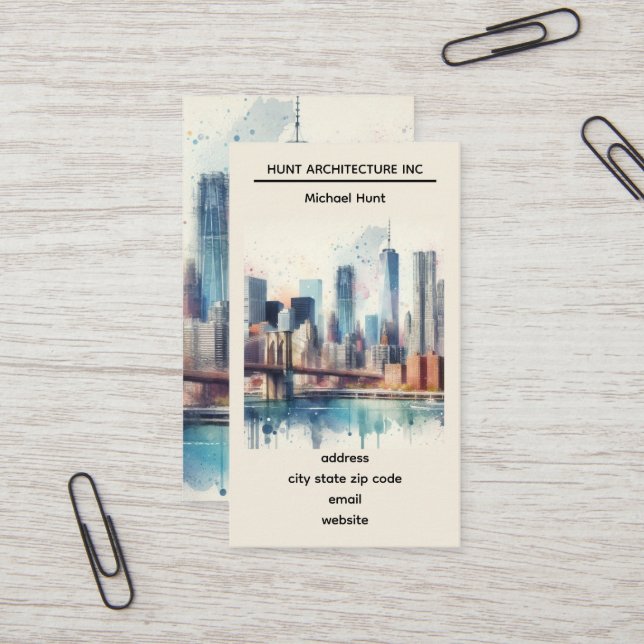 New York Skyline Template Business Card (Front/Back In Situ)
