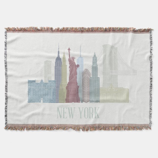 New York Skyline Throw Blanket (Front)