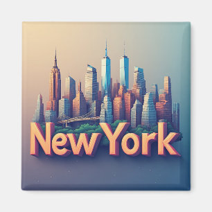 🗽 New York Skyline Travel Memory Magnet