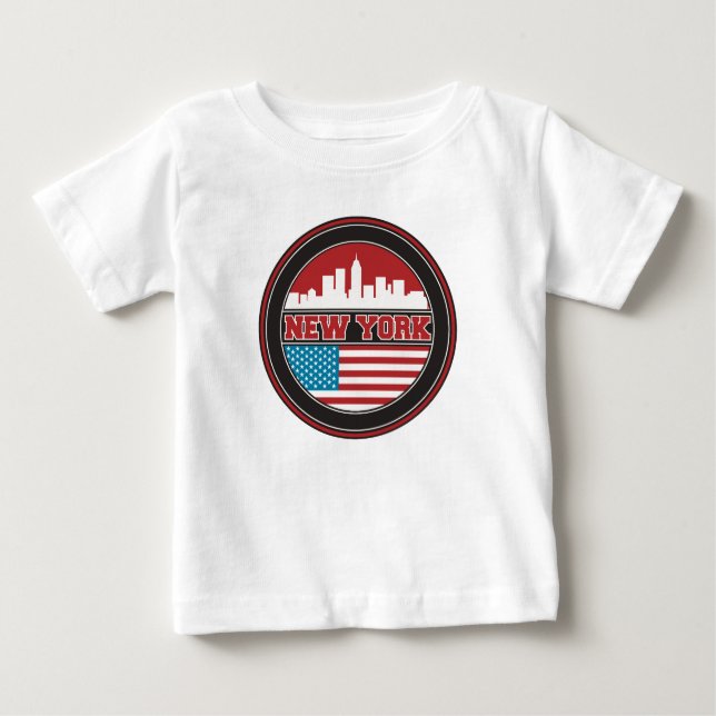 New York Skyline | United States Flag Baby T-Shirt (Front)