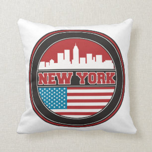 New York Skyline United States Flag Cushion