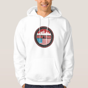 New York Skyline   United States Flag Hoodie