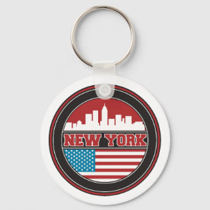 New York Skyline   United States Flag Key Ring