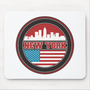 New York Skyline United States Flag Mouse Pad