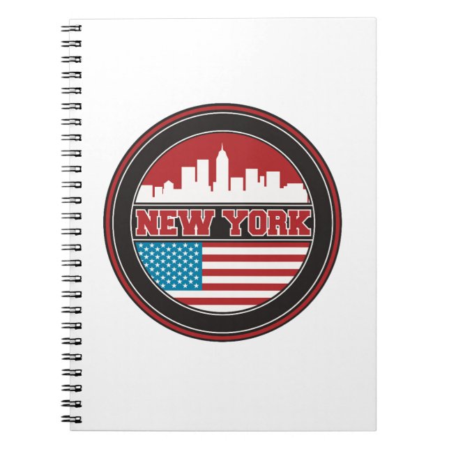 New York Skyline | United States Flag Notebook (Front)