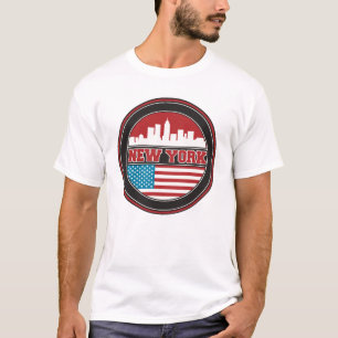New York Skyline United States Flag T-Shirt
