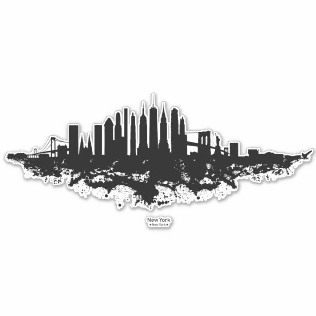 New York Skyline Watercolor Black and White (Front)