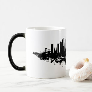 New York Skyline Watercolor Black and White Magic Mug