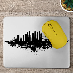 New York Skyline Watercolor Black and White Mouse Pad