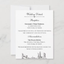 New York Skyline Wedding Details For Invitation