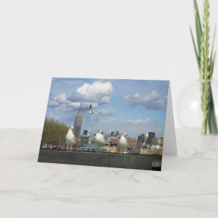 New York Skyline with Seagulls Card