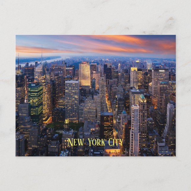 New York Skyscrapers at Dusk Postcard (Front)