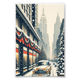 New York Snowy Avenue Christmas Card Photo Print