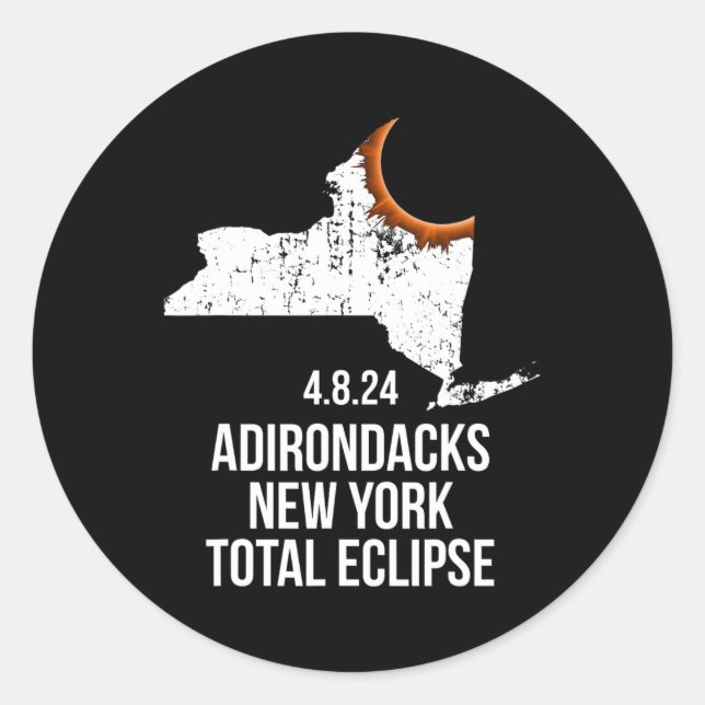 New York Solar Eclipse Adirondacks Total Eclipse  Classic Round Sticker (Front)