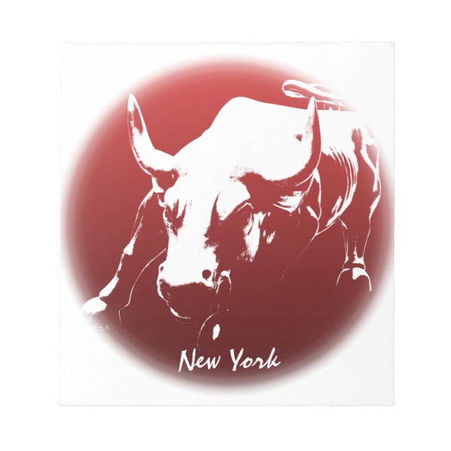 New York Souvenir Notepad Cool Bull Statue Notepad (Front)