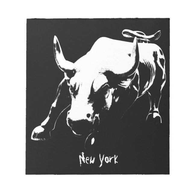 New York Souvenir Notepad Cool Bull Statue Notepad (Front)