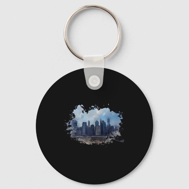 New York Souvenirs Nyc Lower Manhattan Skyline New Key Ring (Front)