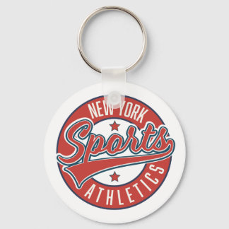 new york sports athletic logo classic round sticke key ring